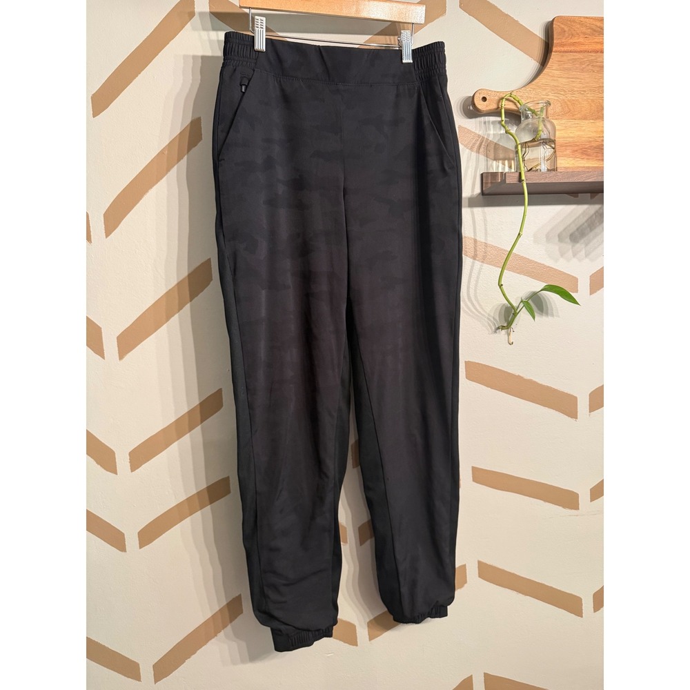 Athleta Venice Jogger Women 6 Tall Black Camo High Rise Athletic Pants 985549-00